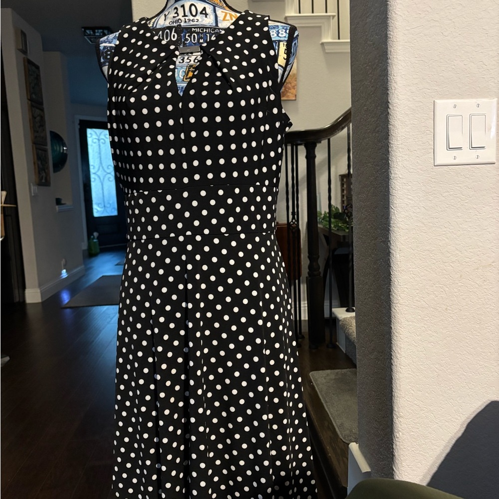 Liz Claiborne Black and White Polka Dot Midi Dress